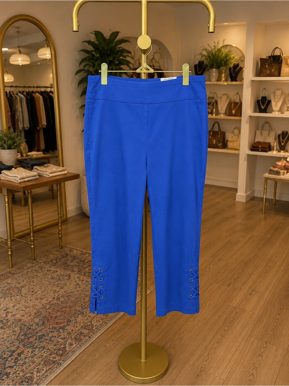 JM Collection Bright Cobalt Cropped Pull-On Pants with Lace-Up Hem